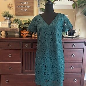 Elegant Ann Taylor Factory Green Lace Dress Sz 6